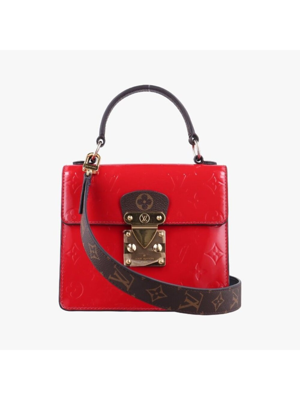 Louis Vuitton Spring Street PM Scarlet Vernis Leather Monogram Canvas